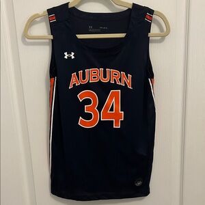 Under Armour Navy Auburn Basketball Jersey with Orange and White